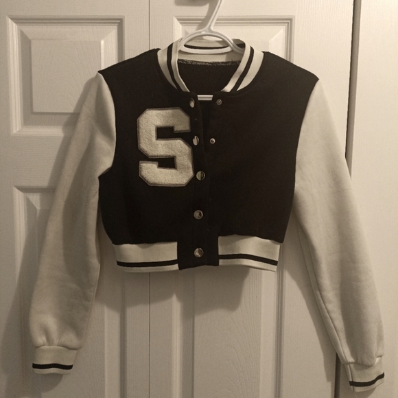 Shein/Cropped Varsity Style Jacket/Y2K/Small - Picture 3 of 4